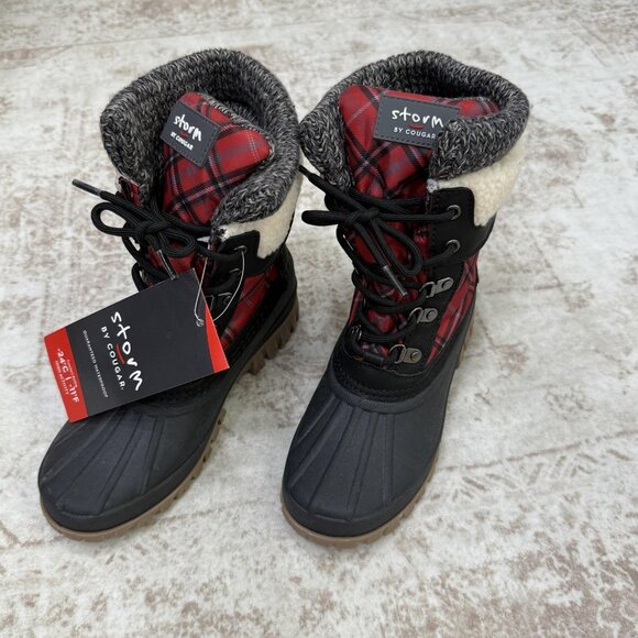Storm by Cougar Boots Womens Size 6 Black Red Plaid Creek Waterproof Duck Boot - Picture 1 of 16